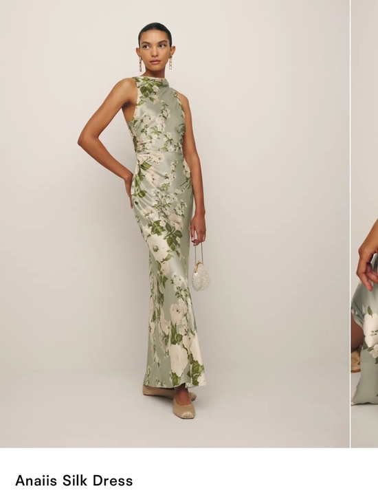 Reformation Dresses & Skirts - Reformation Anaïs Floral Silk Maxi Dress in Sage and Cream